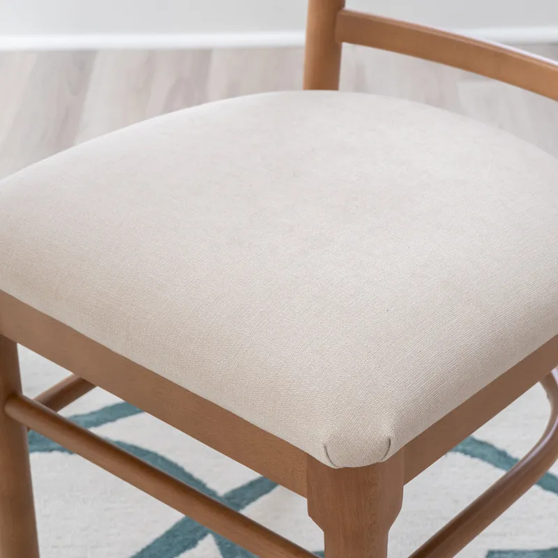 Brown & Grey Upholstered Dining Chair, Wooden Frame, Set of 2