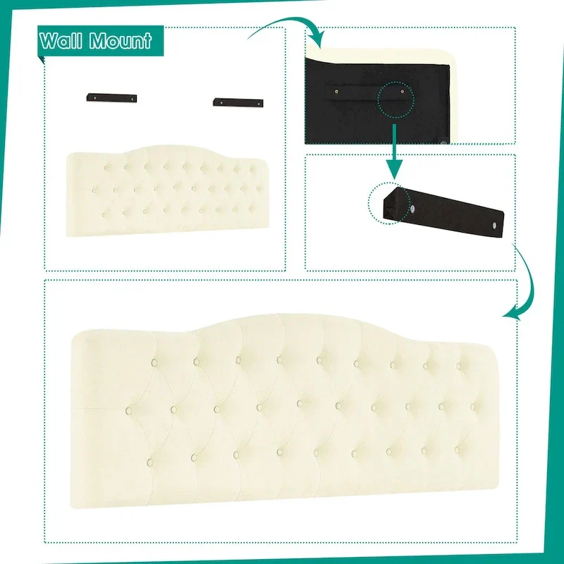 Cecilia Button Tufted Upholstered Headboard, Height Adjustable Headboards,Bed Backboard Premium Padded Fabric Headboard