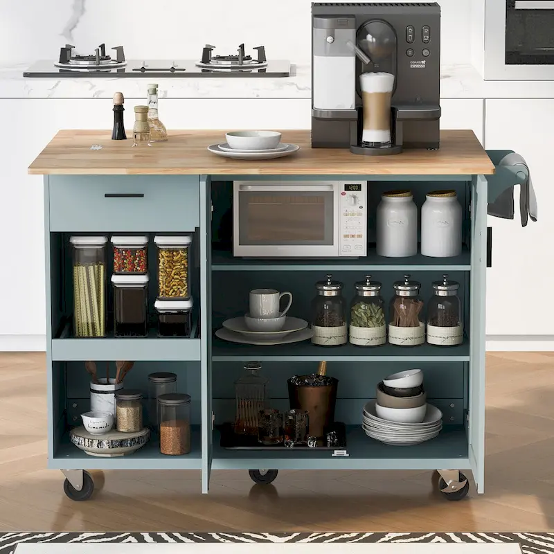 Kitchen Island With Foldable Counter Top(no include stool)