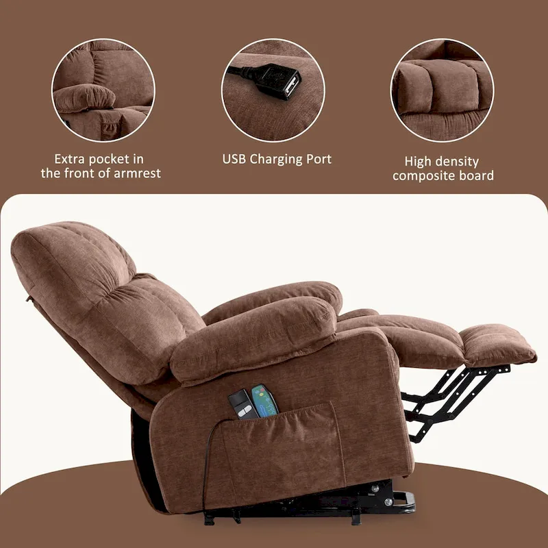 Power Lift Recliner with Heat, Massage, USB Charging – Blue