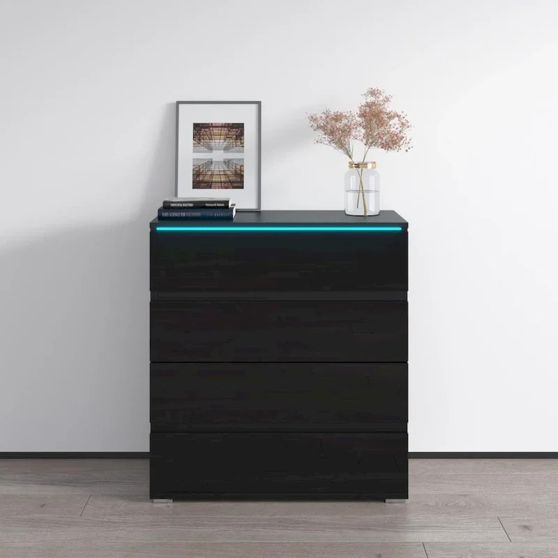 Glossy Modern Dresser with LED Lighting