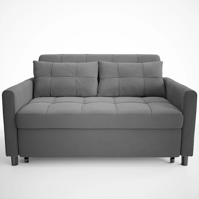 Grey Convertible Sleeper Loveseat with Pull-Out Bed