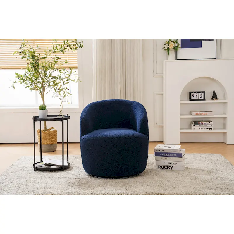 Teddy Fabric Swivel Accent Armchair Barrel Chair