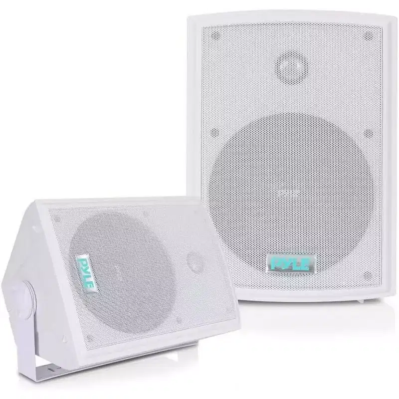 6.5 Waterproof Wall Mount Speakers for Outdoor Use with 350W Max Power, Dual Speakers, White, Pair