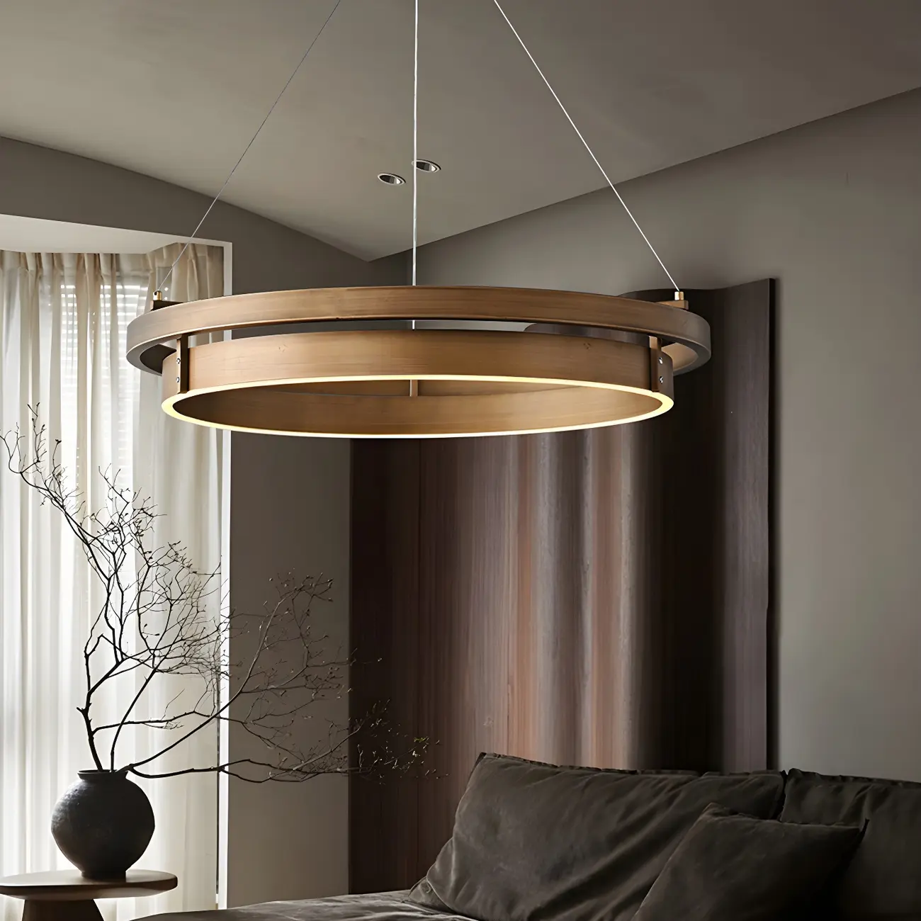 Modern Brass Elegant Ring Chandelier with Dimmable LED