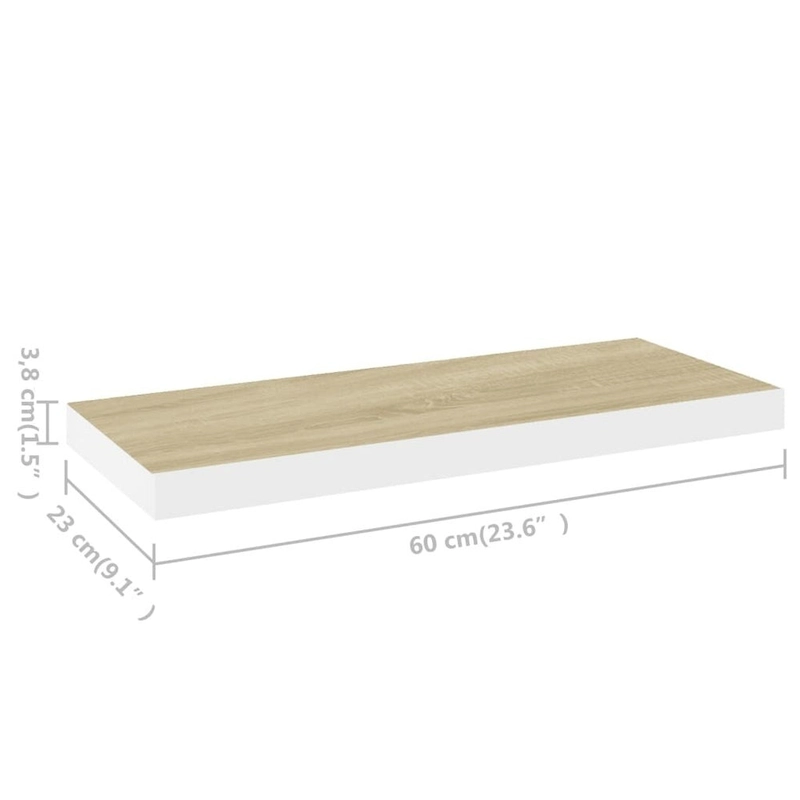 Floating Wall Shelves 2 pcs 23.6x9.3x1.5 MDF - 23.6 x 9.3 x 1.5 (L x W x H)
