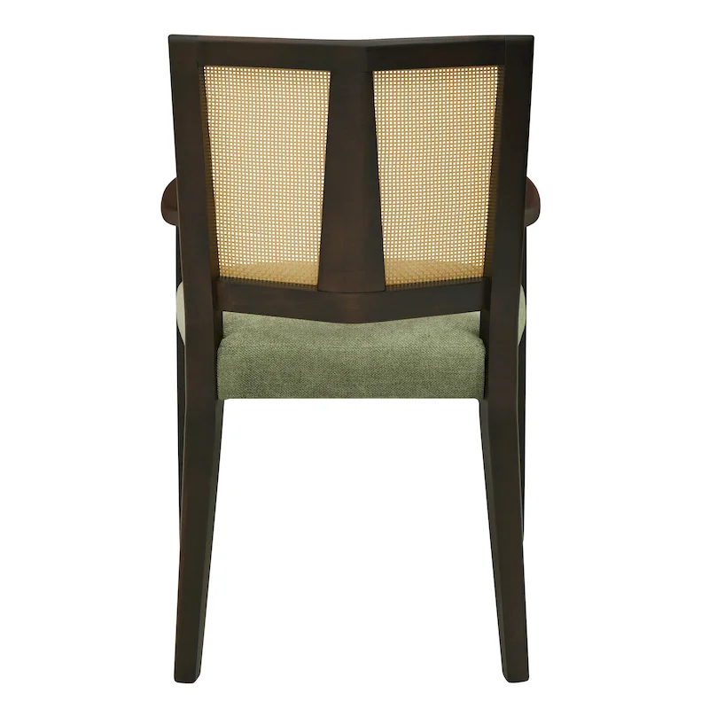 Christopher Knight Home - Harrison Mid-Century Upholstered Arm Dining Chair Set of 2 with Rattan Back