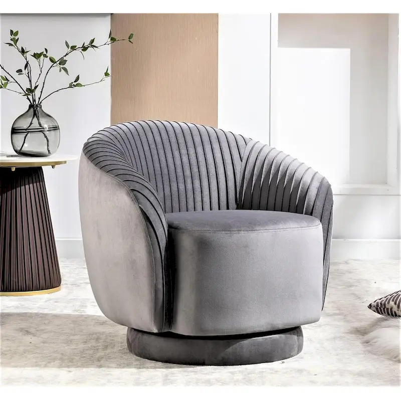 Modern Barrel Swivel Accent Chair with Plush Velvet Upholstery