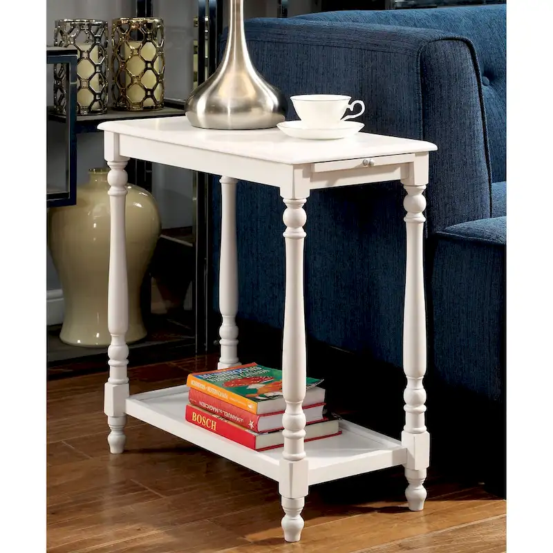Quam Farmhouse White 25-inch Solid Wood 1-Shelf Side Table