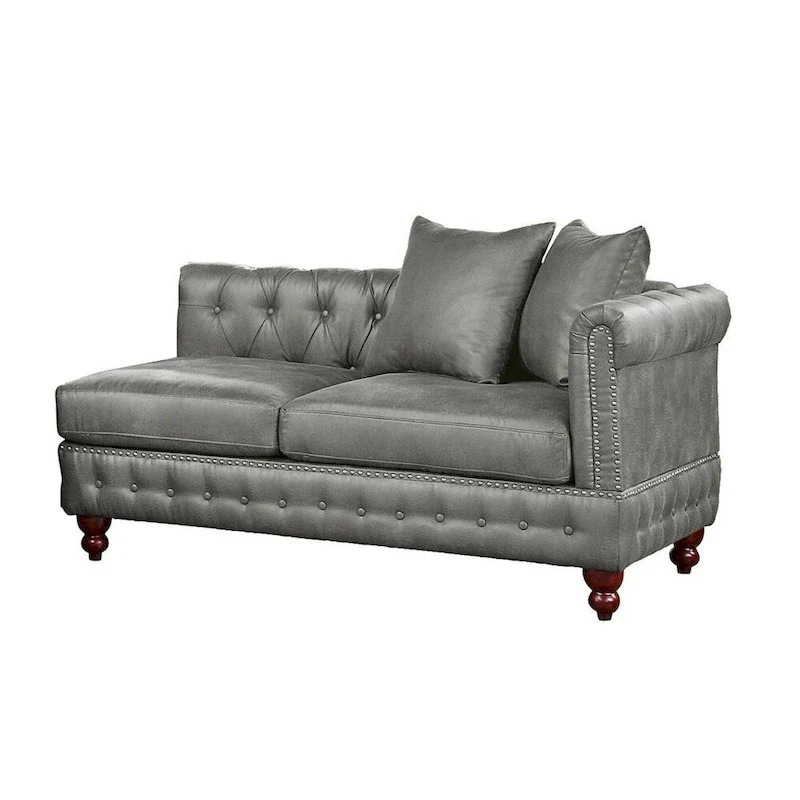 Reversible One Arm Loveseat Dark Coffee Breathable Leatherette Tufted 1Pc Couch Living Room Furniture