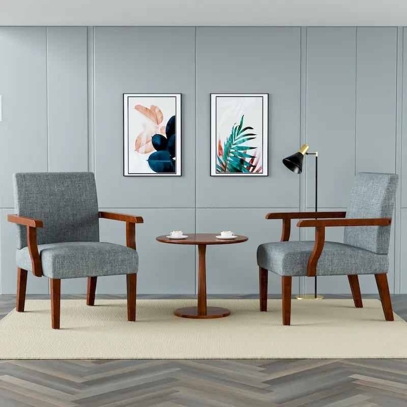 Grey 18.7 Arm Chairs with Round Table (Set of 2)