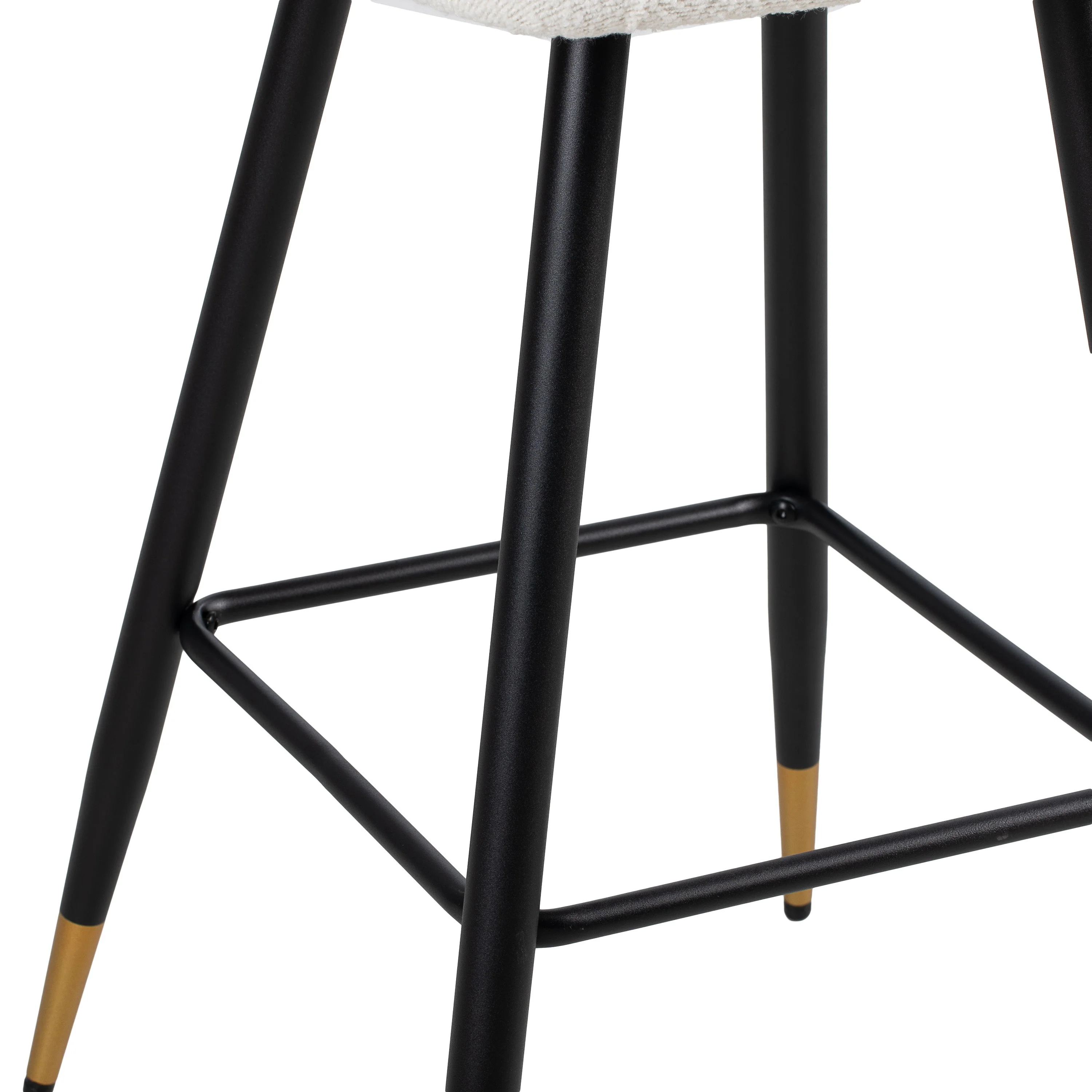 Modern Beige Upholstery Fabric Bar Stools with Footrest