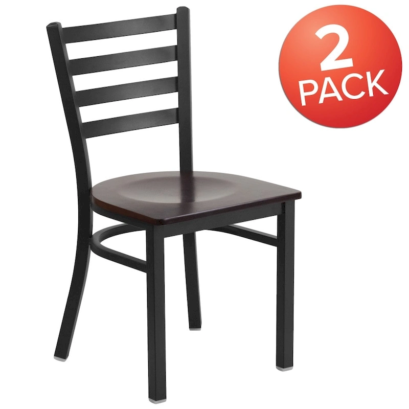 2 Pack Ladder Back Metal Restaurant Chair - 16.5