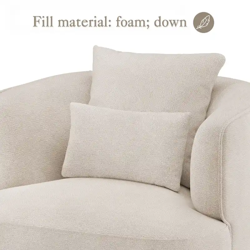 LUE BONA 2 Set Swivel Accent Armchair Fabric Blend, Modern Barrel Living Room Sofa Chair - 32.7  W x 32.7  D x 26.8  H