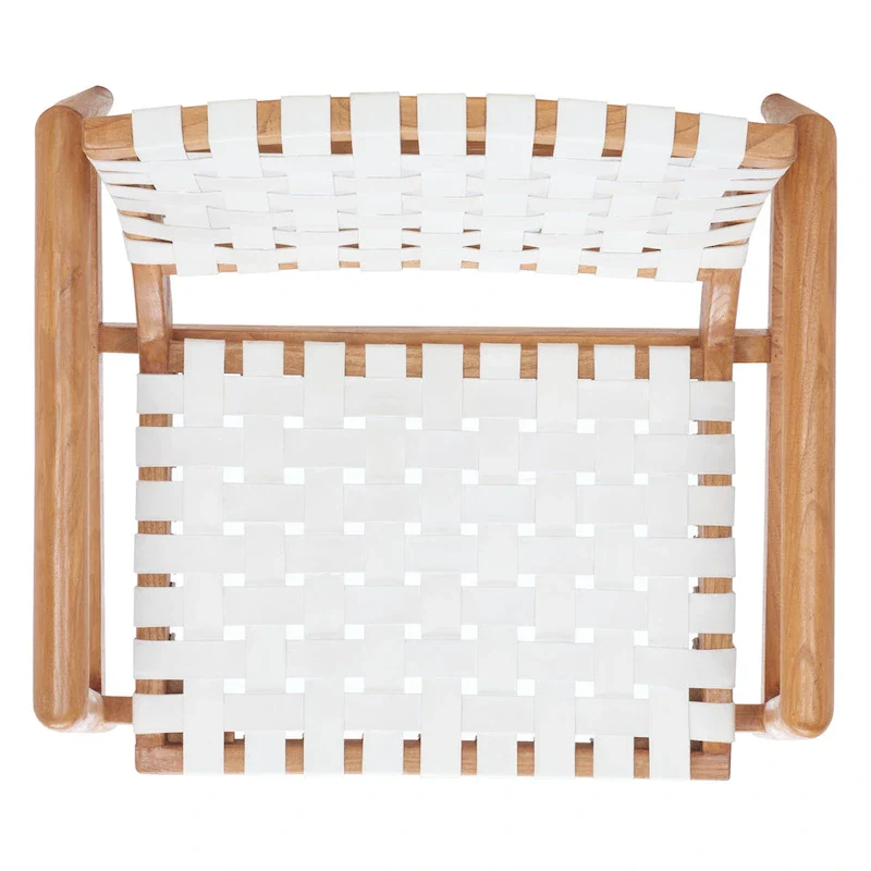 Natural Wood Leather Woven Accent Chair - Single Seat