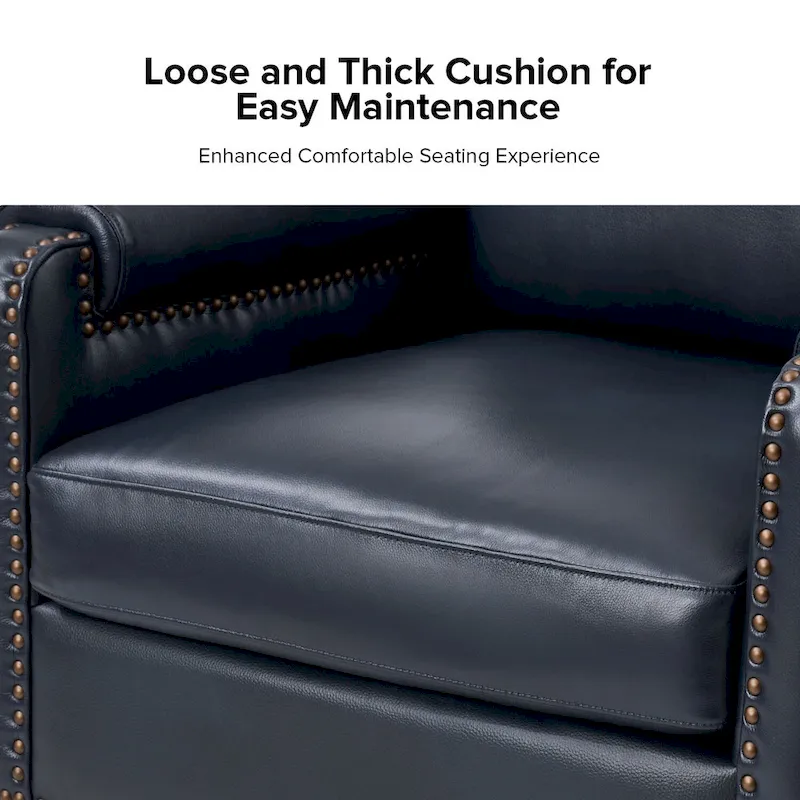 Kunz Transitional Genuine Leather Armchair with Removable Cushion and Nailhead Trims by HULALA HOME