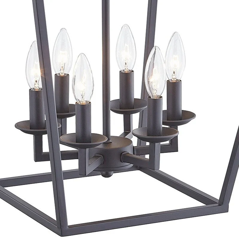 6 - Matte Black/ Gold Light Pendant - 16 x16 x24