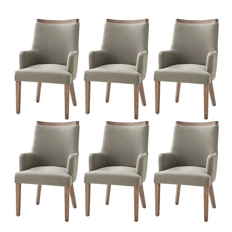 Farmhouse Upholstered Solid Wood Dining Chairs Set of 6