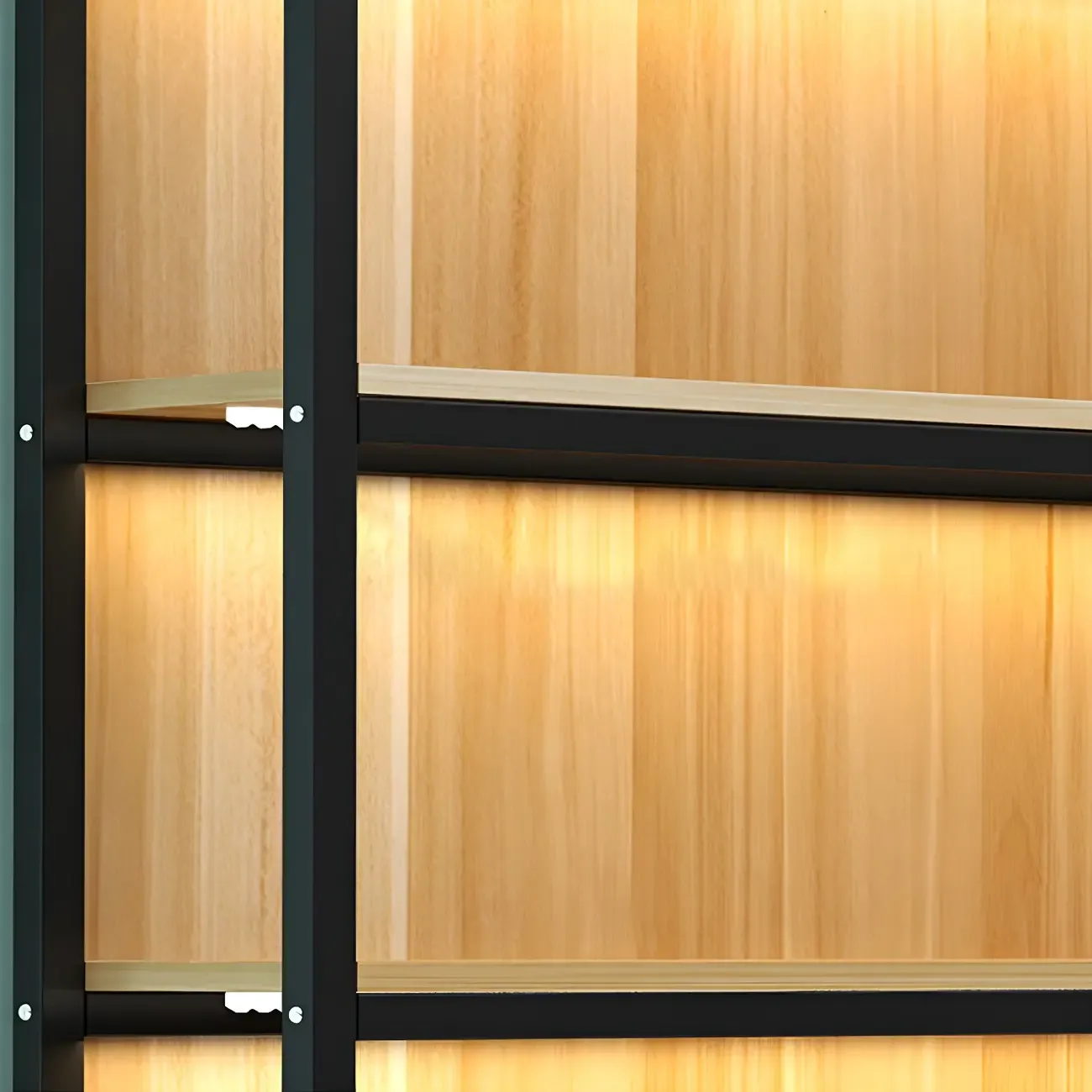 Modern Wood Open Multi-Shelf Large Display Cabinet