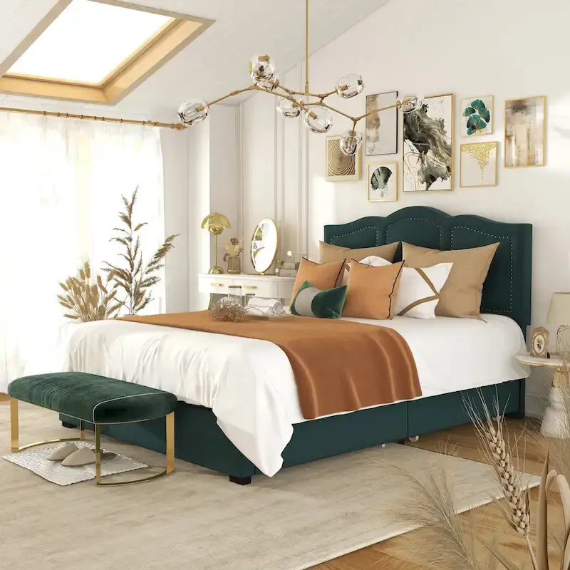 Dustir Art Deco Upholstered 4-drawer Platform Storage Bed