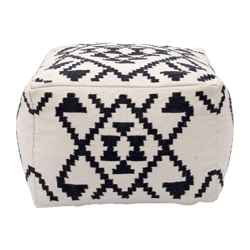 Lizardo Ottoman Beige & Black