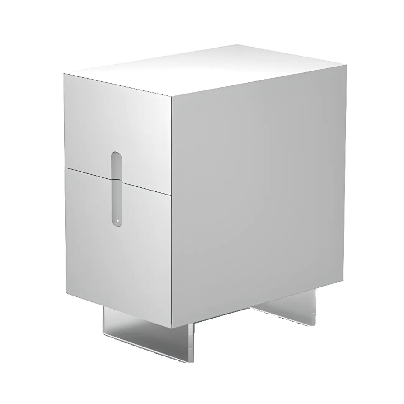 Modern White Wood Clear Base 2-Drawer Nightstand
