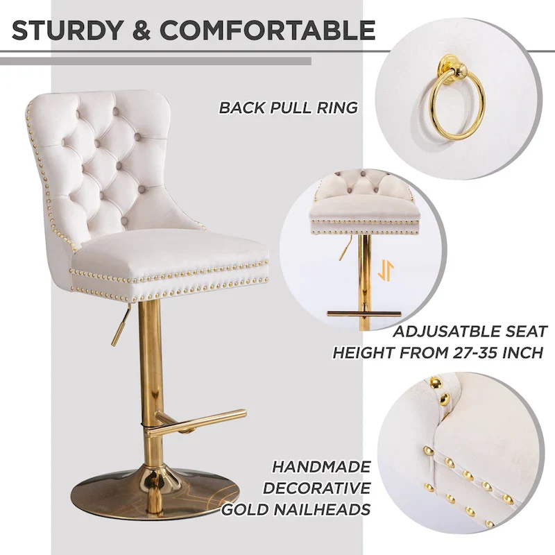 Modern Upholstered Adjusatble Thick Swivel Counter Barstools