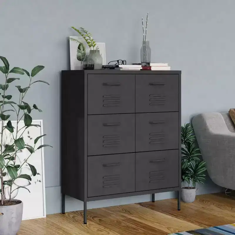 6-Drawer Freestanding Steel File Cabinet for Home Office, Powder-Coated, Multiple Colors