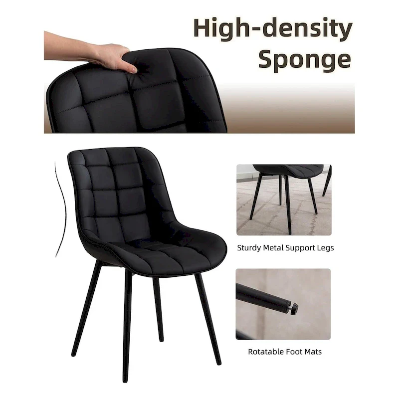 XINMICS Modern Upholstered Faux Leather Dining Chairs Set of 2