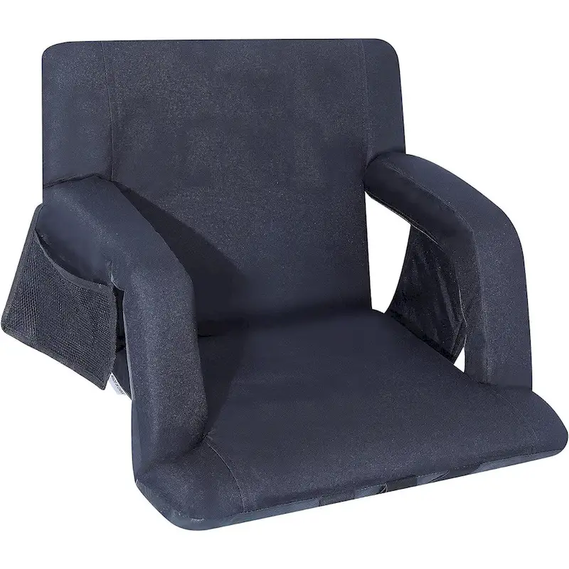 Stadium Seats, 5 Reclining Positions Bleacher Chairs with Padded Armrests, Side Pockets, Waterproof Thick Cushion
