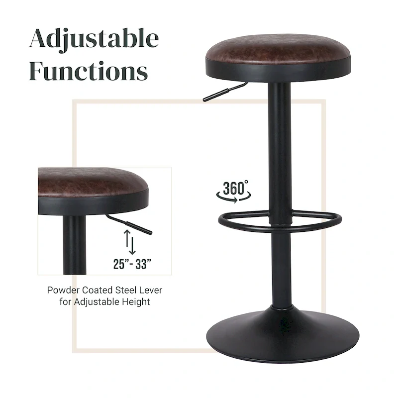 Juno Gaslift Backless Swivel Bar Stool,Set of 2