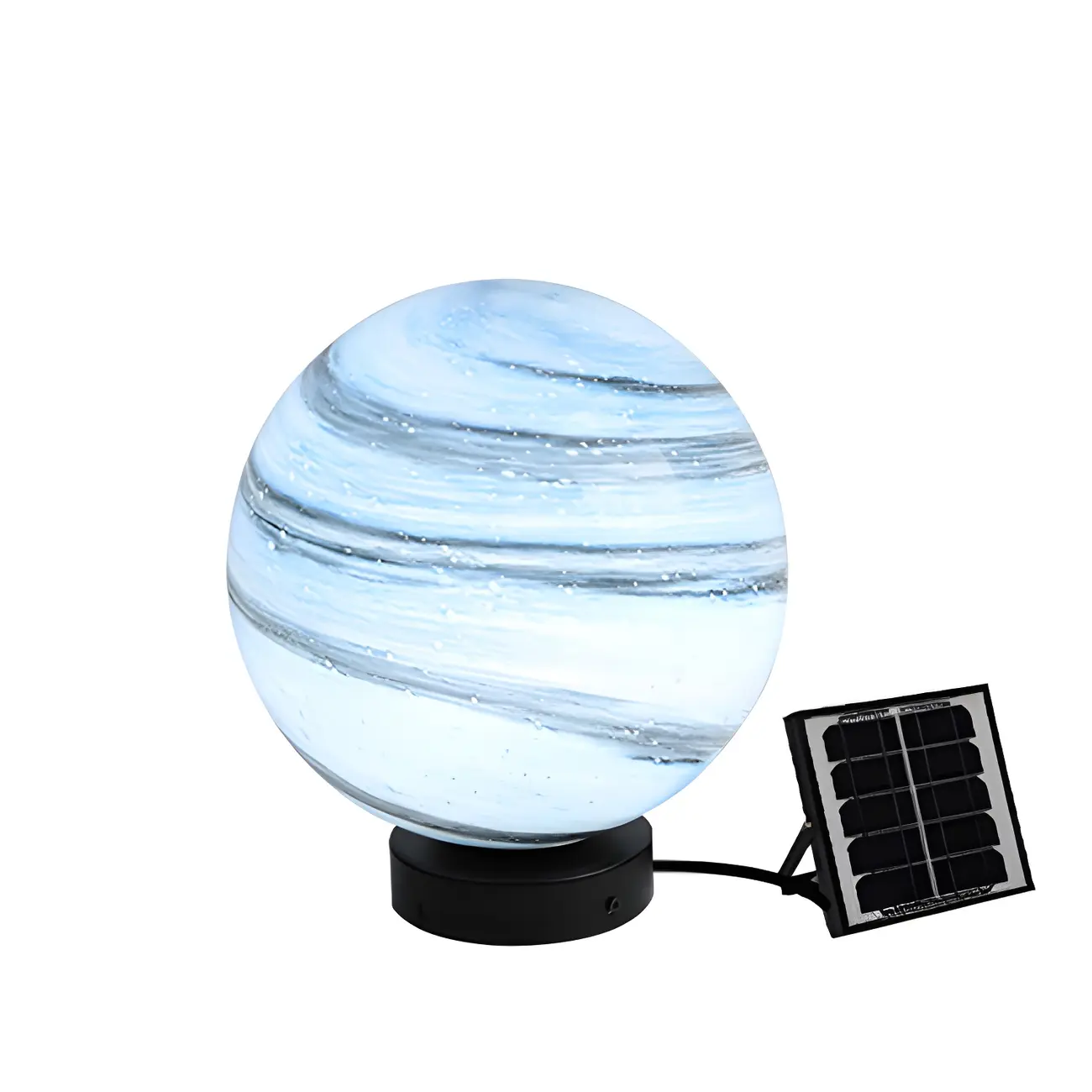Yellow and Blue Glass Planet-Theme Globe Shade Post Cap Light
