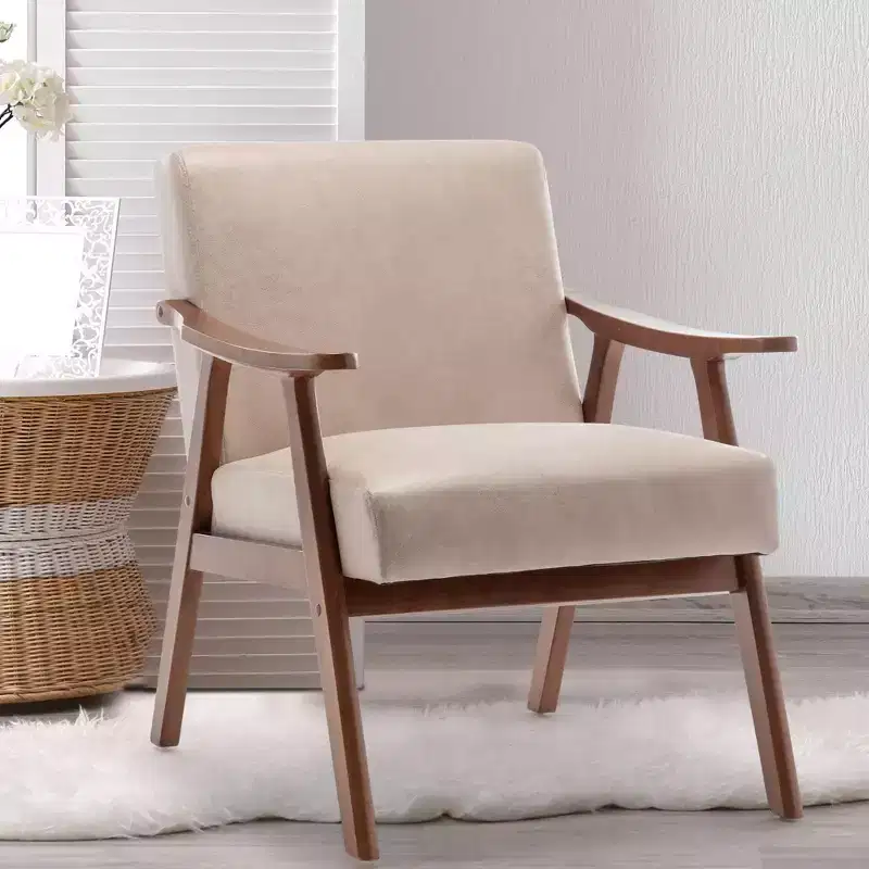 Okak Accent Chairs for Bedroom, Mid-Century Modern Chair, Solid Wood Frame, Accent Chair Extra-Thick Backrest, Wingback Chair, Reading Room