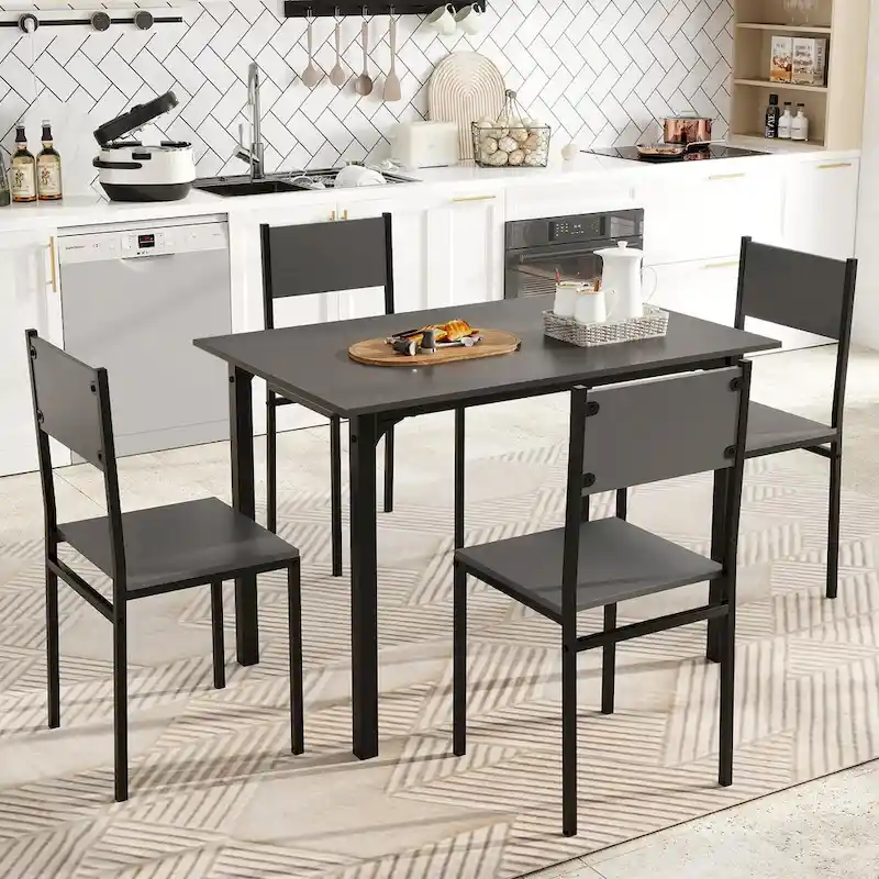 Costway 5 PCS Dining Table Set Industrial Style Kitchen Table & Chairs
