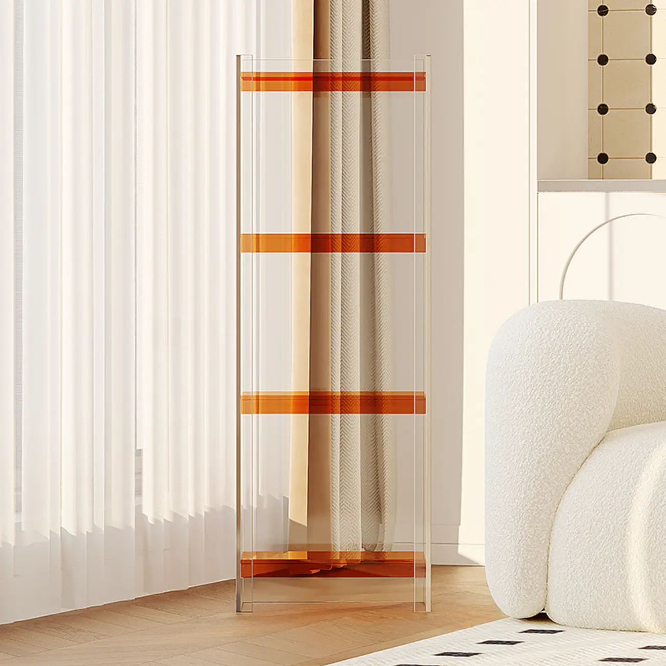 Minimalism Clear Acrylic 4-Tier Vertical Narrow Bookcase