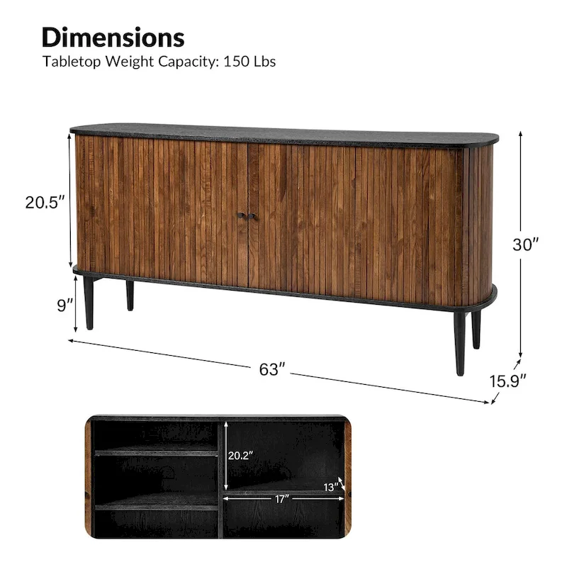 Franz Modern 63Wide Sideboard with adjustable shelf by HULALA HOME