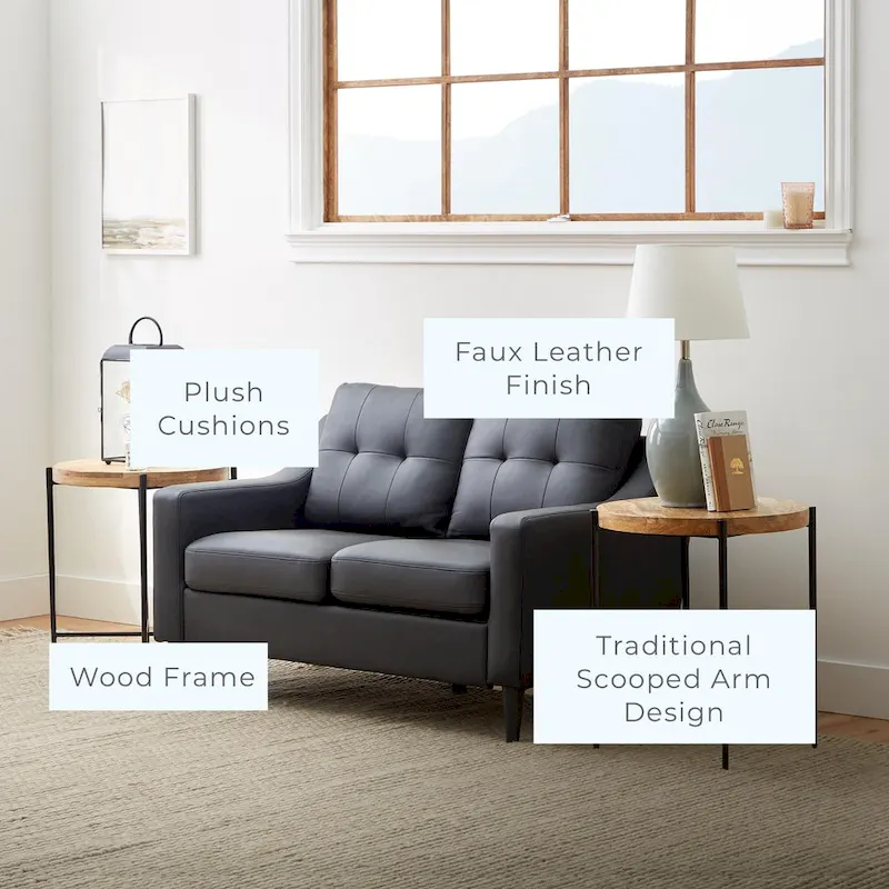 Brookside Ellen 54 Upholstered Scooped Arm Loveseat