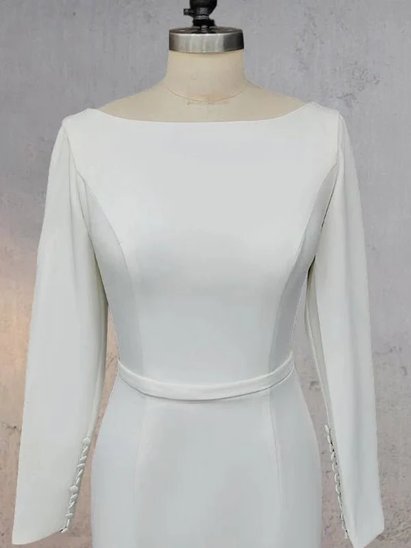 Mermaid Scoop Neck V Back Satin Wedding Dress