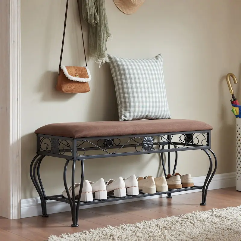 Shoe Rack Bench for Entryway Industrial Bench Entryway Bench Multipurpose Entryway - 39.37L * 14.96W * 20.47H