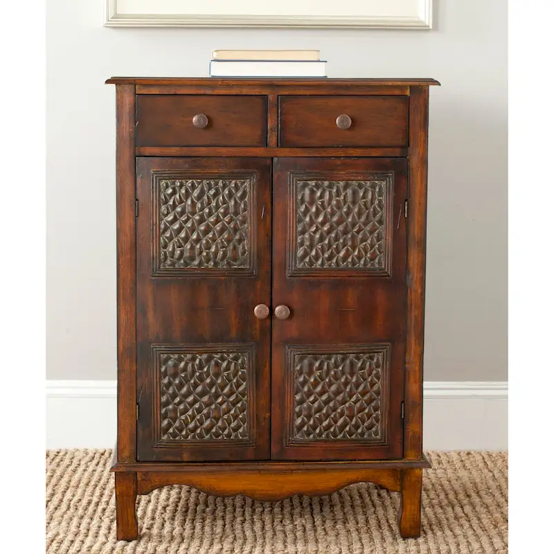 Dark Brown Vintage Storage Chest | 1-Door | Solid Wood