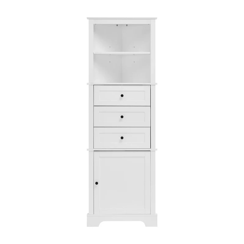 Green / White Tall Corner Cabinet with 3 Drawers & Adjustable Shelves – 1-Person Assembly