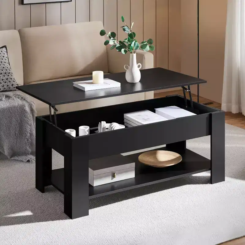Yaheetech Lift Top Coffee Table with Hidden Compartment & Open Shelf For Living Room