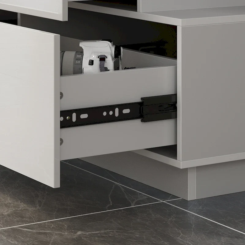 White/Black High Gloss 6-Drawer Dresser with Offset Design