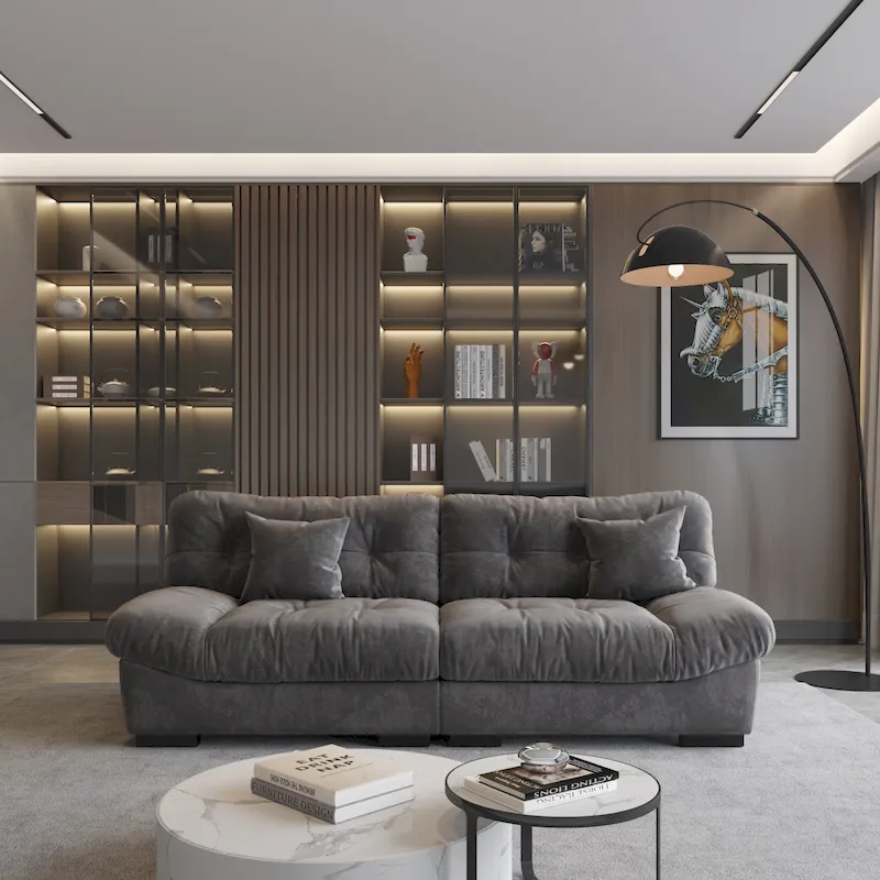 89 Fluffy Cloud Couches Sectional, Modern Minimalist Sofas With Two Pillows