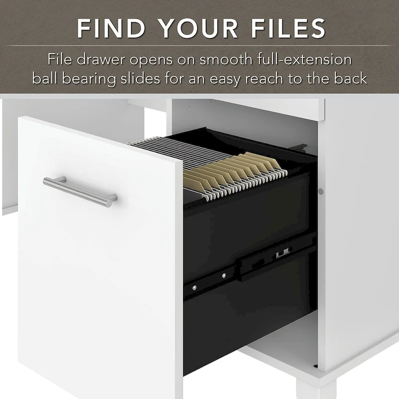 Somerset 60W Office Desk with Cabinet and 5 Shelf Bookcase