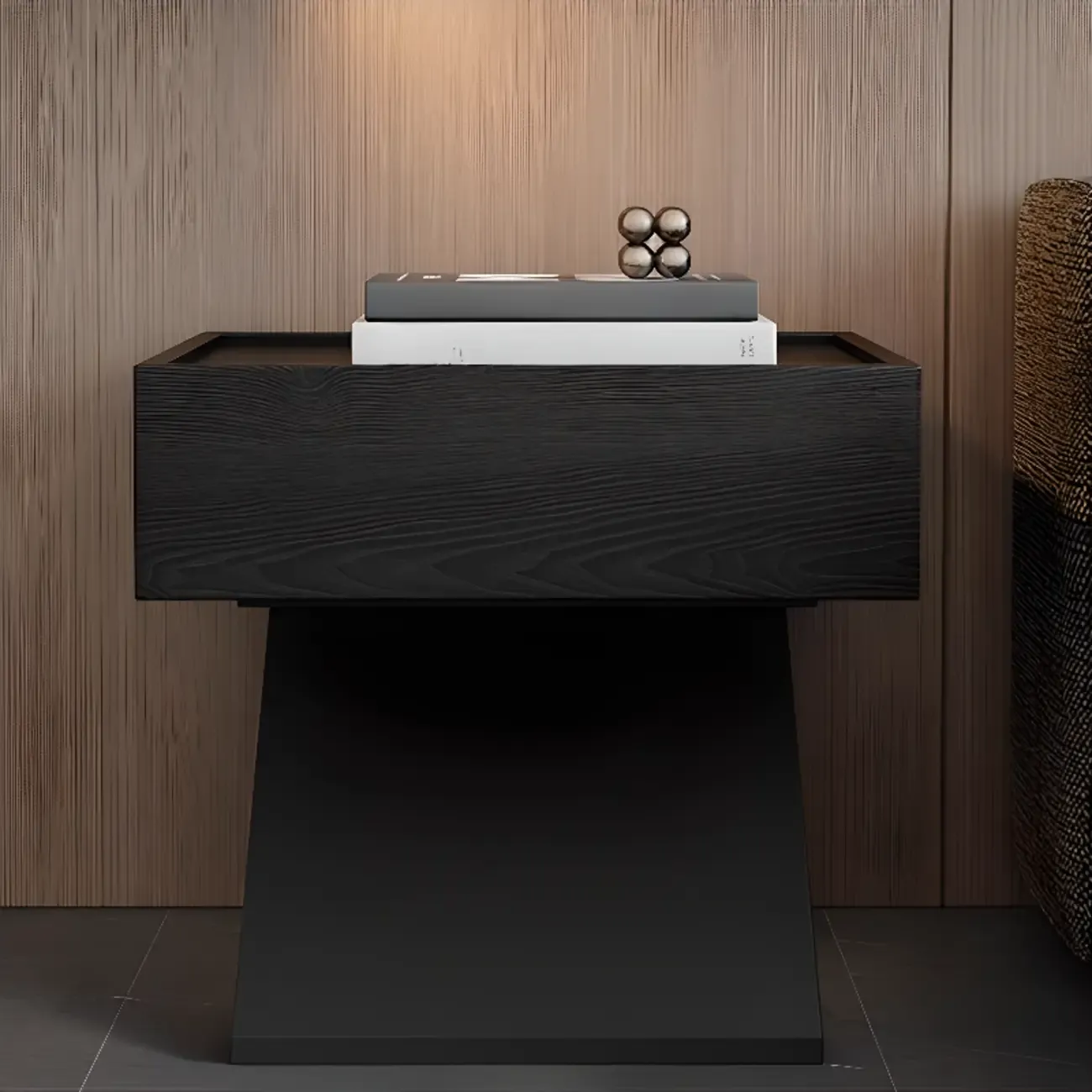Modern Wood Nightstand with Drawer and Z-Base