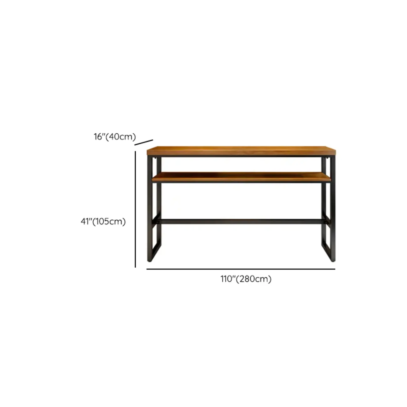 Modern Brown Wooden Metal Sled Shelf Bar Tables with Footrest
