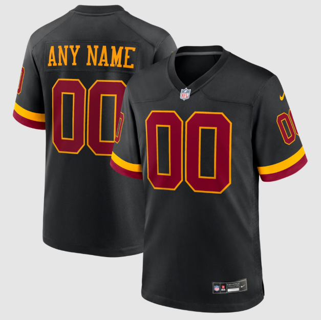 Washington Commanders Black Hail Raiser Alternate Custom Jersey
