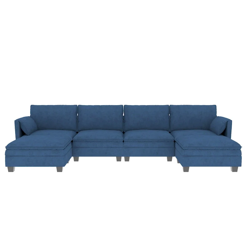Christopher Knight Home - Noah 141.5  U-Shaped 6-Seater Sofa Couch with Movable Ottoman and Armrest Pockets, Fabric Upholstery
