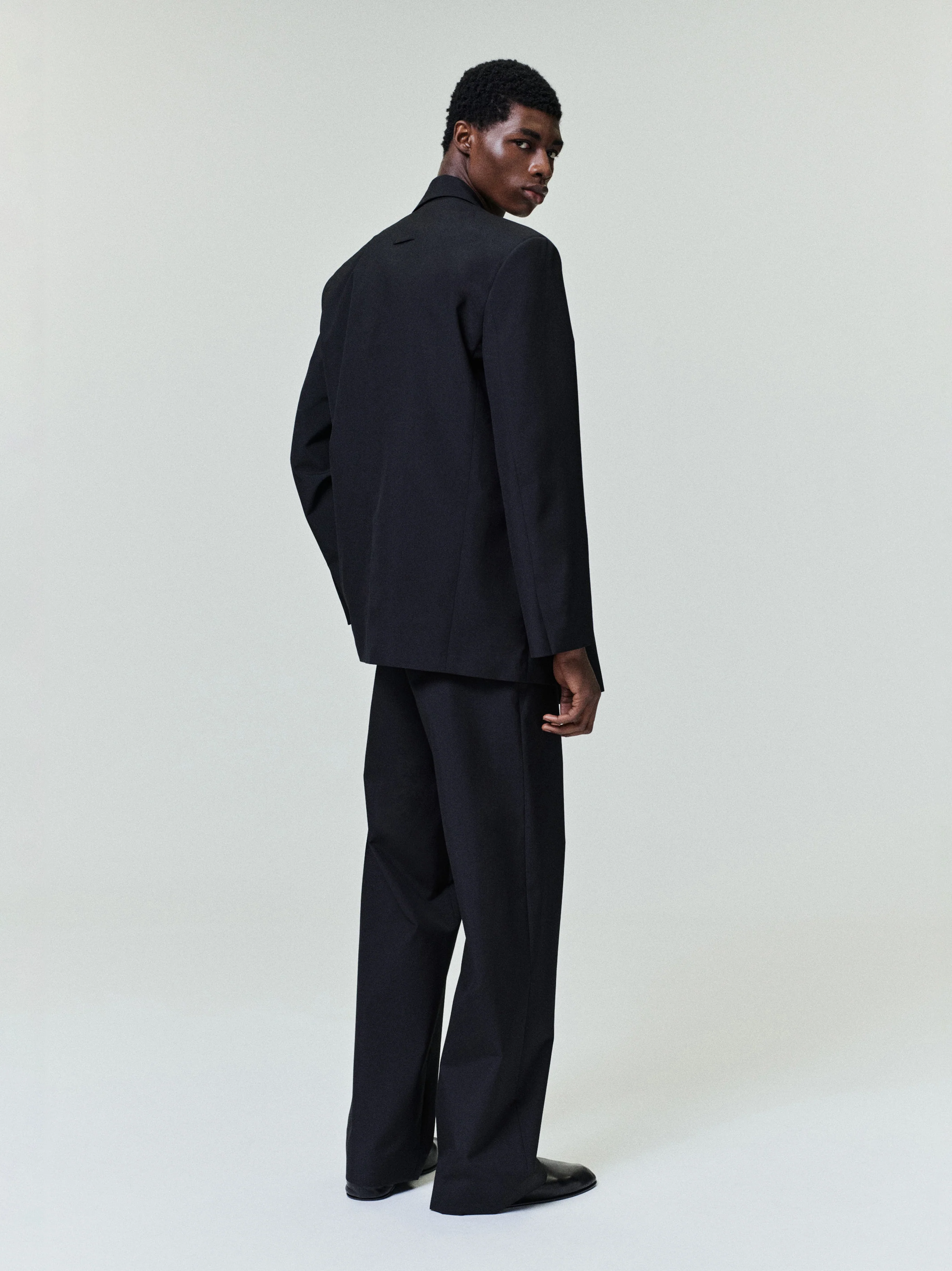 Double-Breasted Wool Poplin Shawl Collar Jacket